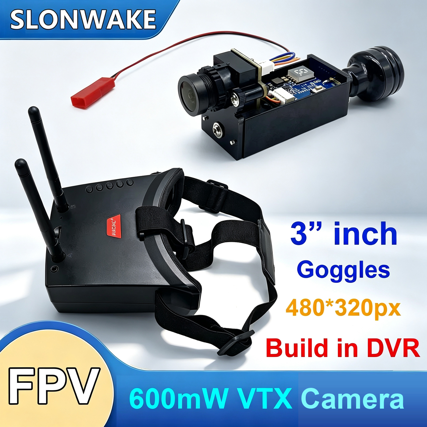 Drone Transmitter - 5.8G 56CH Dual Antennas FPV Goggles